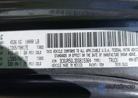 2013 Ram 2500 Laramie Longhorn from USA, damaged, VIN 3C6UR5GL3DG615364